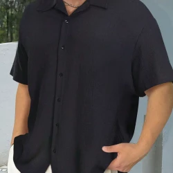 Men Plus Size Summer Casual Button Up Shirt