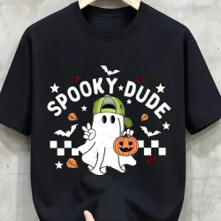 Halloween Ghost Pumpkin Graphic Cotton T Shirt
