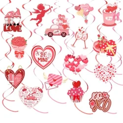 Valentine's Day Hanging Swirl Decorations Set 36 Pcs