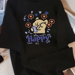 Happy Cartoon Cat Graphic Women's Casual T-Shirt