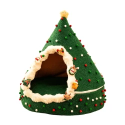 Cozy Christmas Tree Cat Bed Tent for Winter