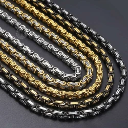 Men's 5MM Byzantine Box Link Chain Necklace