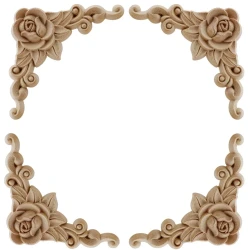 4 Piece Natural Floral Wooden Corner Decorative Accents