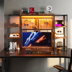 Adjustable Desk Shelf With LED Light Strip