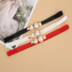 Elegant Retro Pearl Buckle Waist Belt