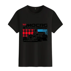 Men's Black Round Neck Racing T-Shirt