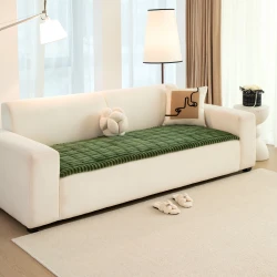 Soft Plush Sofa Cover Non Slip Cream Protector