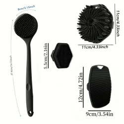 4Piece Silicone Bath Shower Brush Set for Body Care