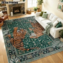 Retro Tiger Velvet Carpet Multi Size for Home Decor