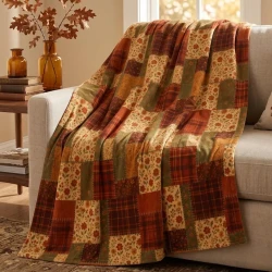 Lightweight Rustic Velveteen Patchwork Blanket