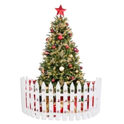 Mini White Plastic Christmas Tree Fence Decor