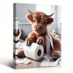 Wooden Framed Highland Cow Canvas Wall Art