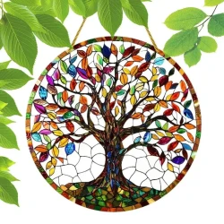 Exquisite Round Stained Glass Sun Catcher Ornament