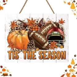 Seasonal Wooden Front Door Hanger Leaves Decor