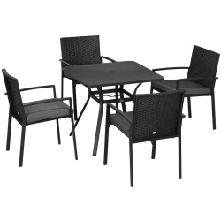 4 Seater Rattan Dining Set with Cushions