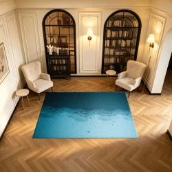 Deep Teal Water Splash Bubble Texture Rug