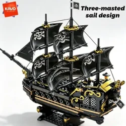 KAVOWORLD Black Sailing Pirate Ship Building Set 801PCS