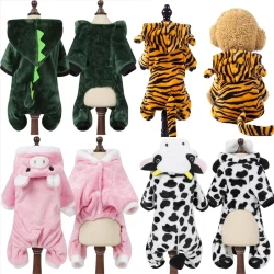 Soft Warm Fleece Dog Jumpsuit Hoodie for Pets