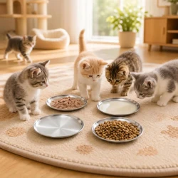 Whisker Friendly Stainless Steel Cat Bowls Set