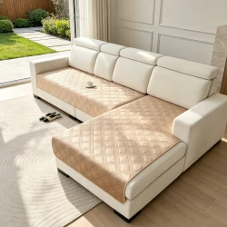 Quilted L Shaped Sofa Cushion Cover Set