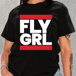 Stylish Fly Girl Print Casual Cotton T-Shirt