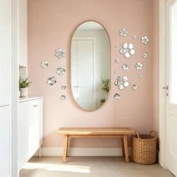 Silver Crystal 3D Flower Acrylic Wall Decals