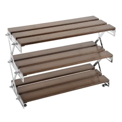 3 Tier Foldable Wooden Storage Rack with Metal Frame