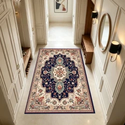 Retro Letter Print Decorative Floor Rug