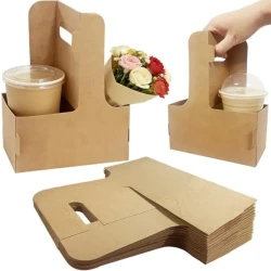 20 Pack Disposable Coffee Drink Carriers with Handle