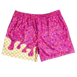 Pink Ice Cream Print Sports Shorts for Gym