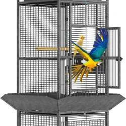 Large Rolling Metal Bird Cage with Playtop Perches