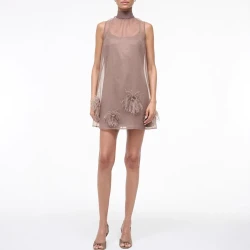 Elegant Sleeveless Sheer Mesh Mini Dress for Women