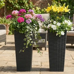 Resin Tall Plant Pots with Drainage Holes