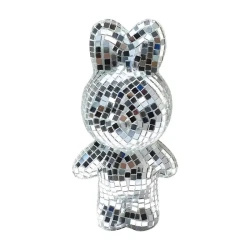 Silver Bunny Disco Ball Glass Figurine Decoration