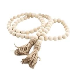 Rustic Boho Wood Bead Tassel Garland Decor