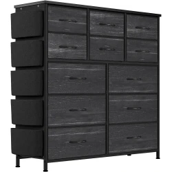 Tall 12 Drawer Fabric Dresser with Hooks