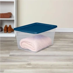 32 Count Clear Stackable Storage Boxes Marine Blue