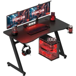 HOMCOM Adjustable Gaming Desk with Cup Holder and Headphone Hook