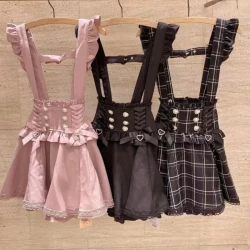 Japanese Gothic Lolita Lace Plaid Mini Skirt