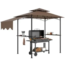 Double Tiered Outdoor BBQ Gazebo with Shelves