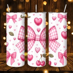 20oz Pink Gingham Insulated Coffee Travel Mug