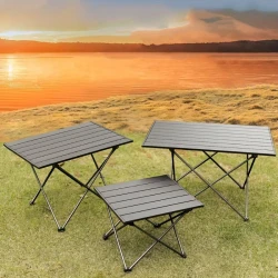 Portable Folding Aluminum Dining Table with Storage Bag