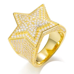 Trendy S925 Sterling Silver Moissanite Pentagram Ring