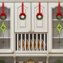 Mini Green Leaf Kitchen Wreath Decoration with Ribbons