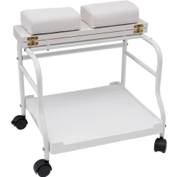 White Pedicure Cart with Wheels and Massage Station