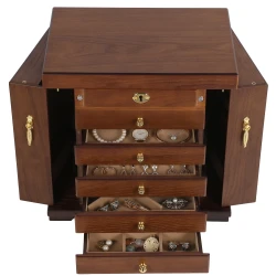 Rustic Wooden Jewelry Storage Organizer with Lock