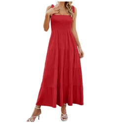 Boho Floral Spaghetti Strap Midi Dress