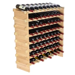 Stackable Bamboo Wine Rack for 72 Bottles