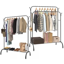 Heavy Duty Freestanding Clothes Rail with Hooks