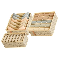Beige Fabric Dresser Drawer Organizer Storage Solution